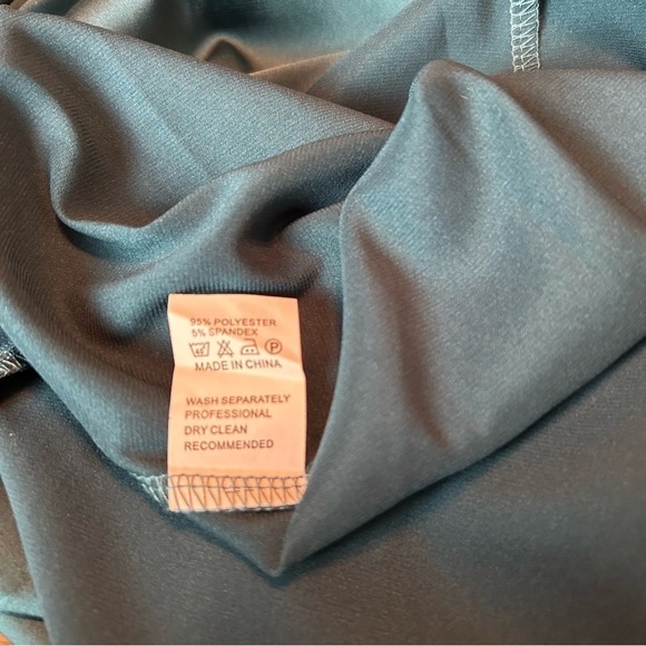 Slip Dress XXXITICAT Teal Green Slipdress Midi Length Adj Straps Draped Neckline - Picture 10 of 10